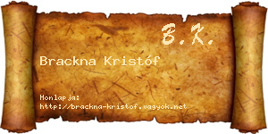 Brackna Kristóf névjegykártya